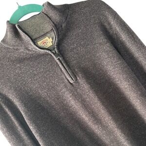 Faherty Mens Cotton Cashmere Quarter Zip Sweater Charcoal Grey Heather Small